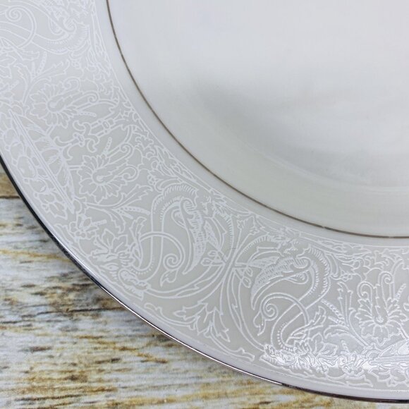 American Manor China CHANTILLY Cream Flowers Platinum Salad Lunch Plates Set 7 - Picture 14 of 16